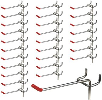 25 Stuks 100Mm Pegboard Haken Slat Wall Retail Display Winkel Peg Hangen Past Thuis Hanger Chroom Metalen 1-1.5Kg Laden