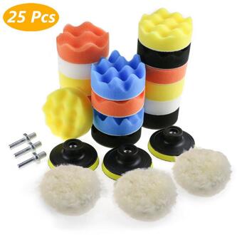 25 Stuks 3 Inch Auto Polijsten Spons Kit Polijsten Buffing Pads Wollen Waxen Pads Set Voor Polijstmachine Polijstmachine Auto zorg