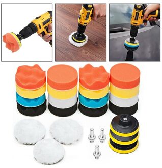 25 Stuks 3 Inch Polijsten Buffing Pad Kit Met Zuignappen, Boor Adapters, Spons Polijsten Pads, wol Buffer Pads