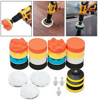 25 Stuks 3 Inch Polijsten Buffing Pad Kit Met Zuignappen, Boor Adapters, Spons Polijsten Pads, wol Buffer Pads