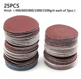 25 Stuks 4 "100Mm Sander Disc 400/600/800/1000/1500 Grit Schuren Polijsten Pad