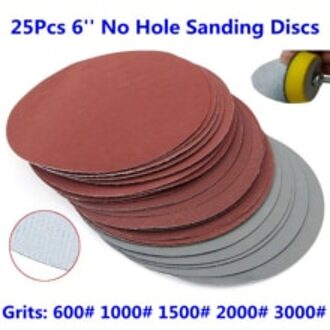 25 Stuks 6 ''Grit 600/1000/1500/2000/3000 Schuren Schijven Schuurpapier Haak Lus Pack En