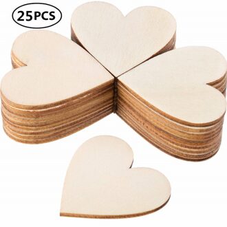 25 Stuks 60 Mm 2.36 Inch Hout Harten Plakjes Houten Discs Hartvormige Versiering Voor Bruiloft Decor Arts Ambachten Diy