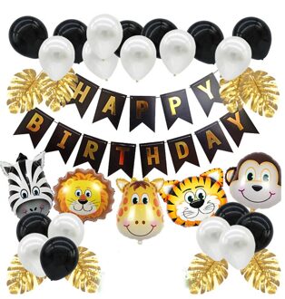 25 Stuks Ballon Set Animal Forest Verjaardagsfeestje Decoratie Kids Voor Thuis Verjaardag Ballonnen zwart