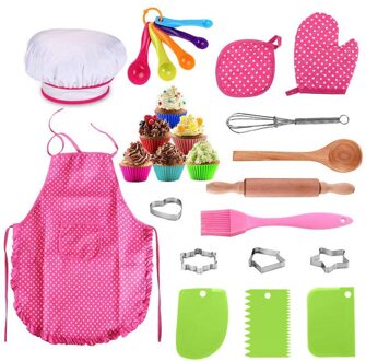 25 Stuks Chef Set Voor Kinderen Keuken Koken En Bakken Kits Jurk Up Rollenspel Speelgoed Schort Voor Keuken Accessoires voor Kinderen