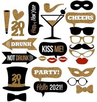 25 Stuks Gelukkig Nieuwjaar Photo Booth Props Kerst Feestartikelen Foto Props Gelukkig Nieuwjaar Decoraties Navidad