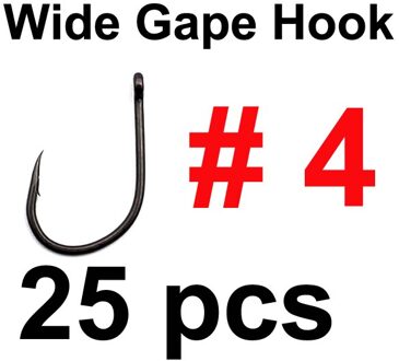 25 Stuks Karper Haken Wide Gape Prikkeldraad Haak Voor Karper Vissen Naald Scherpe Curve Karpervissen Haken Mat Zwart Pop up Boilies Europa 25stk Size 4