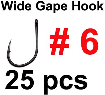 25 Stuks Karper Haken Wide Gape Prikkeldraad Haak Voor Karper Vissen Naald Scherpe Curve Karpervissen Haken Mat Zwart Pop up Boilies Europa 25stk Size 6