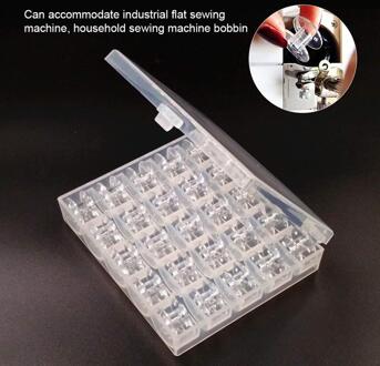 25 Stuks Transparant Plastic Naaimachine Klossen Met Bobbin Spoelen Storage Case Voor Thuis Naaien Accessoires Gereedschap