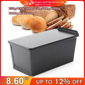 250 - 1000g Rectangle Non-Stick Bread Loaf Meatloaf Pan With Lid Iron Toast Cake Mold Kitchen Bakeware Baking Supplies