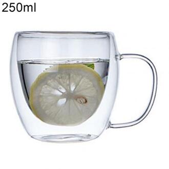 250/350/450Ml Handvat Dubbele Lagen Glas Cup Warmte-isolatie Hoge Borosilicaatglas Koffie Mok Thee Melk clear Drink Cup 250ml