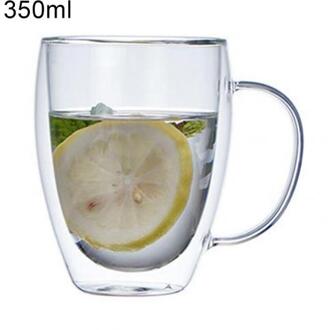 250/350/450Ml Handvat Dubbele Lagen Glas Cup Warmte-isolatie Hoge Borosilicaatglas Koffie Mok Thee Melk clear Drink Cup 350ml
