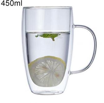 250/350/450Ml Handvat Dubbele Lagen Glas Cup Warmte-isolatie Hoge Borosilicaatglas Koffie Mok Thee Melk clear Drink Cup