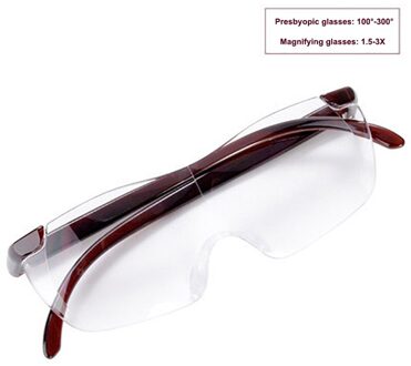 250 Graden Grote Visie Vergrootglas Eyewear Leesbril Draagbare Verziend Vergroting Brillen Cadeaus Voor Ouders bruin