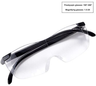 250 Graden Grote Visie Vergrootglas Eyewear Leesbril Draagbare Verziend Vergroting Brillen Cadeaus Voor Ouders zwart