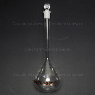 250 ml, Lab Glas Maatkolven W/Glas Stopper, Chemie Glaswerk