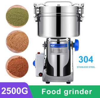 2500G Stainless Steel Grinder Machine Large-scale Crusher Household Mill Commercial Powder Ultra-fine Grinding Machine Mill
