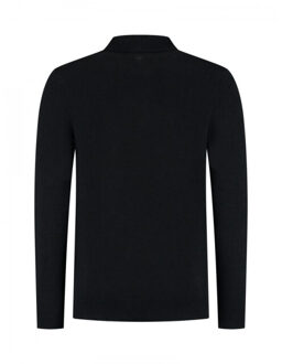 25030820 02 heren bouclé trui polo kraag  purep Zwart - XL