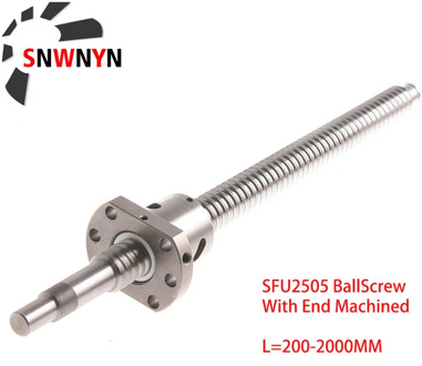 2505 BallScrew SFU2505 300 500 1000 1500 2000mm C7 Ball Screw With 2505 Flange Single Ball Nut BK/BF20 End Machined For CNC Part