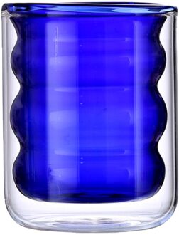 250Ml Dubbele Glas Water Cup Isolatie Ontbijt Melk Cup Beker Verdikte Glas Cup Creatieve Wijn Glazen Voor bars Blauw