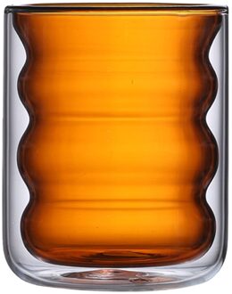 250Ml Dubbele Glas Water Cup Isolatie Ontbijt Melk Cup Beker Verdikte Glas Cup Creatieve Wijn Glazen Voor bars bruin