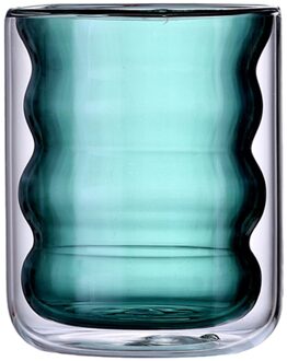 250Ml Dubbele Glas Water Cup Isolatie Ontbijt Melk Cup Beker Verdikte Glas Cup Creatieve Wijn Glazen Voor bars groen