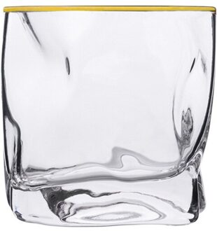 250Ml Glas Cup Voor Whisky Brandy Vodka Bar Club Bier Wijn Transparant Kristal Hittebestendige Glas Bar gouden edge
