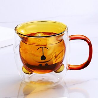 250Ml Kleurrijke Creatieve Beer Kat Cup Dubbel Glas Koffie Melk Cup Kids Sap Pudding Cups Oranje