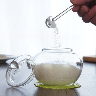250Ml Kristallen Glazen Pot Met Deksel Lepel Snoep Spice Potten Spicing Suikerpot Thuis Transparante Bestek Keuken Koken Organizer