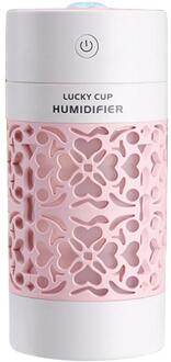 250Ml Mini Luchtbevochtiger Cup Usb Ultrasone Auto Geurverspreider Elektrische Essentiële Olie Diffuser Met 7 Kleur Led Verlichting Roze