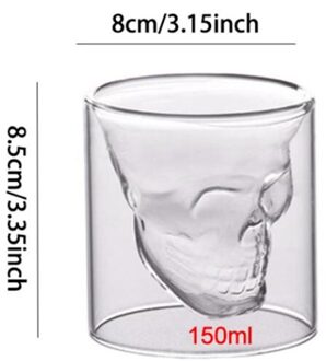 250Ml Schedel Cup Borrelglas Transparante Cups Crystal Skull Head Glas Cup Voor Whiskey Wijn Vodka Bar Club Beer cocktail Bril 150ml 1stk