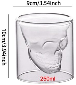 250Ml Schedel Cup Borrelglas Transparante Cups Crystal Skull Head Glas Cup Voor Whiskey Wijn Vodka Bar Club Beer cocktail Bril 250ml 1stk