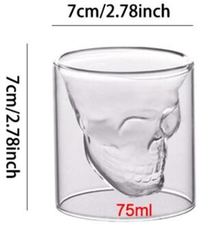 250Ml Schedel Cup Borrelglas Transparante Cups Crystal Skull Head Glas Cup Voor Whiskey Wijn Vodka Bar Club Beer cocktail Bril 75ml 1stk