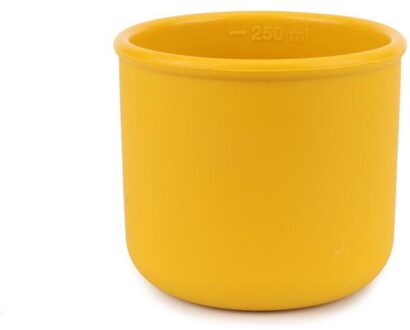 250Ml Siliconen Cups Baby Leren Drinken Beker Met Deksel Lekvrij Kind Water Cup Fles Anti-Brandwonden Baby snack Cup Draagbare Cup geel