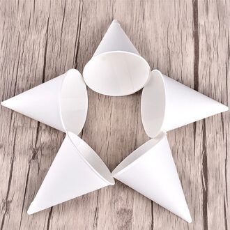 250Pcs 3.7Oz Wegwerp Kegel Water Cups Papier Trechter Cups Sneeuw Kegel Cups-Wit
