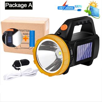 250W Led Verlichting Draagbare Usb Oplaadbare Handheld Werk Lamp Waterdicht Zoeklicht Met Side Light Spotlight Zaklamp Package A