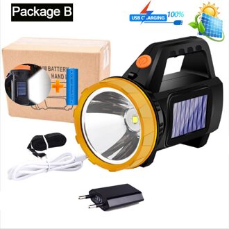 250W Led Verlichting Draagbare Usb Oplaadbare Handheld Werk Lamp Waterdicht Zoeklicht Met Side Light Spotlight Zaklamp Package B