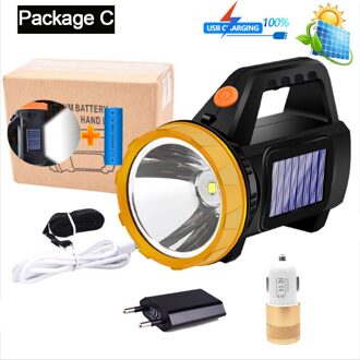 250W Led Verlichting Draagbare Usb Oplaadbare Handheld Werk Lamp Waterdicht Zoeklicht Met Side Light Spotlight Zaklamp Package C