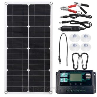 250W Zonnepaneel 540*280Mm + 10A/20A/30A/40A/50A/60A controller 12V24V Dual Usb-poort Outdoor Draagbare Batterij Oplader Solar Systeem