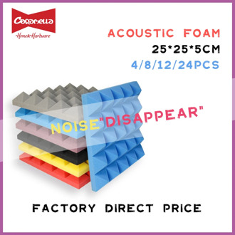250x250x50mm 8/12/24pcs Studio Acoustic Soundproof Foam Pyramid Sound Absorption Treatment Panel Tile Wedge Protective Sponge