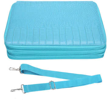 252 Gaten Gekleurde Etui Grote Capaciteit Art Schilderen Pen Draagbare Pu Pencilhold Pouch Kit lucht blauw