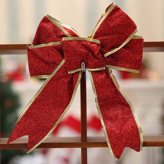 25Cm Glitter Doek Bows Kerstboom Decoratie Kerst Hanger Boom Ornamenten Voor Home Party Bow-Knopen levert rood