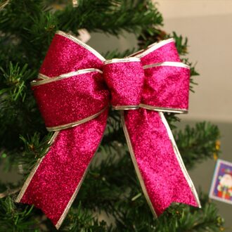 25Cm Glitter Doek Bows Kerstboom Decoratie Kerst Hanger Boom Ornamenten Voor Home Party Bow-Knopen levert roos rood