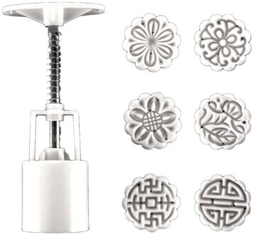 25G Mooncake Vat Mal Met 6Pcs Bloem Postzegels Handpers Maan Cake Gebak Diy