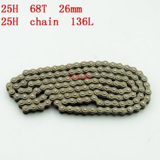 25H Koppeling Drum Gear 25H 68T 26Mm Tandwiel + 25H Chain 136Links Voor 2 slag Minimoto Pocket Bike Atv Quad 25H 136L chain