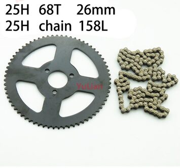 25H Koppeling Drum Gear 25H 68T 26Mm Tandwiel + 25H Chain 158 Links Voor 2 slag Minimoto Pocket Bike Atv Qua 25H 158L chain reeks