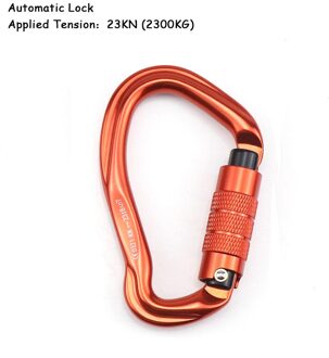25KN Professionele Klimmen Carabiner D Vorm Luchtvaart Aluminium Veiligheidsslot Outdoor Klimmen Ascend Bergbeklimmen Apparatuur 23KN oranje