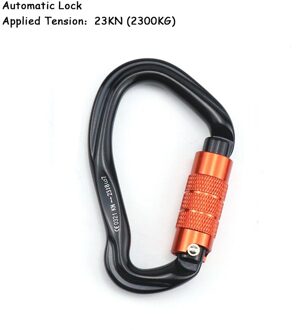 25KN Professionele Klimmen Carabiner D Vorm Luchtvaart Aluminium Veiligheidsslot Outdoor Klimmen Ascend Bergbeklimmen Apparatuur 23KN zwart