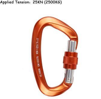 25KN Professionele Klimmen Carabiner D Vorm Luchtvaart Aluminium Veiligheidsslot Outdoor Klimmen Ascend Bergbeklimmen Apparatuur 25KN oranje