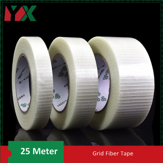 25M Glass Fiber Tape Transparent Mesh Fiber Tape Electrical RC Airplane Refrigerator Fixed Strong Stripe Grid Sealing Fiber Tape